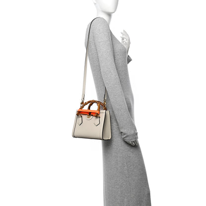 Gucci Wonka Grain Calfskin Mini Diana Tote Bag Mystic White Orange Fluo 2 of 10