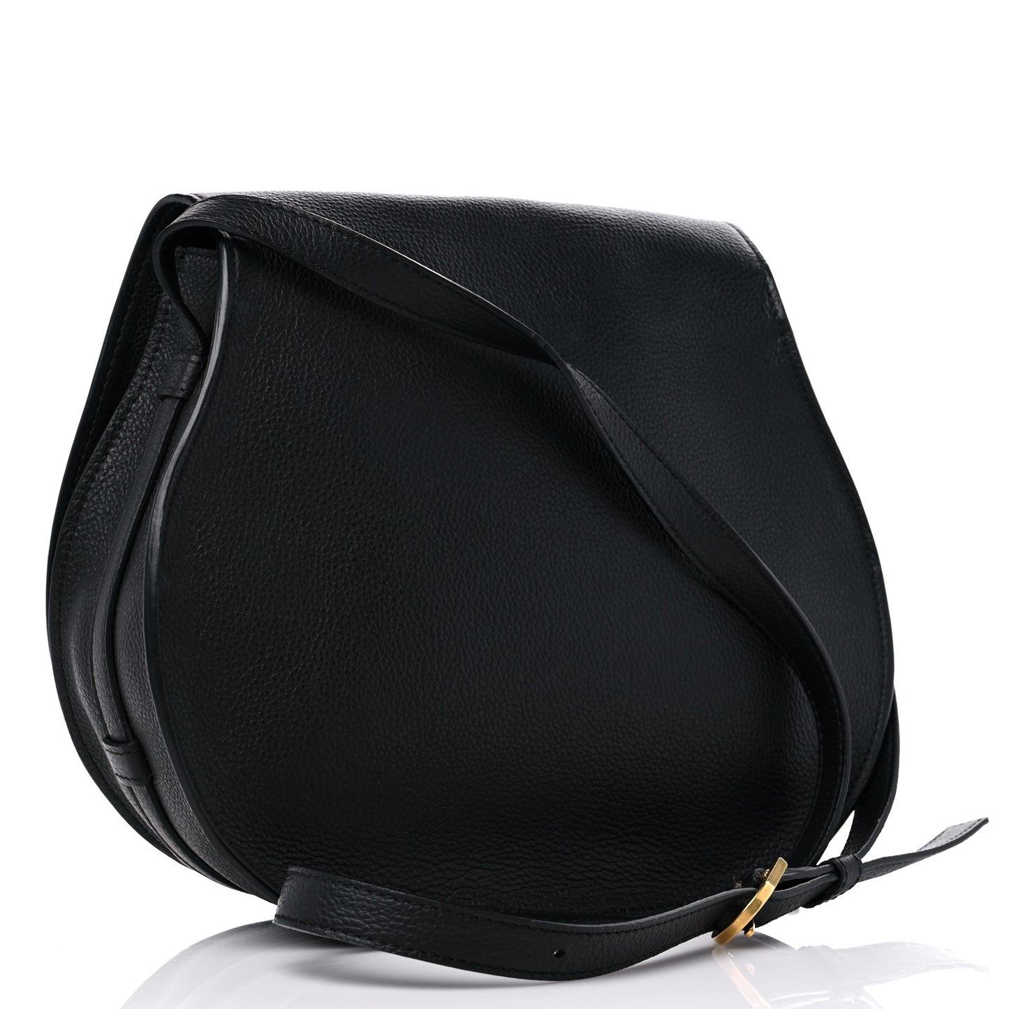 Calfskin Medium Marcie Round Crossbody Bag Black