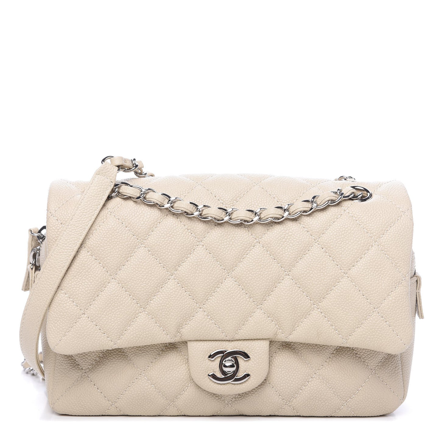 Caviar Quilted Medium Casual Journey Flap White