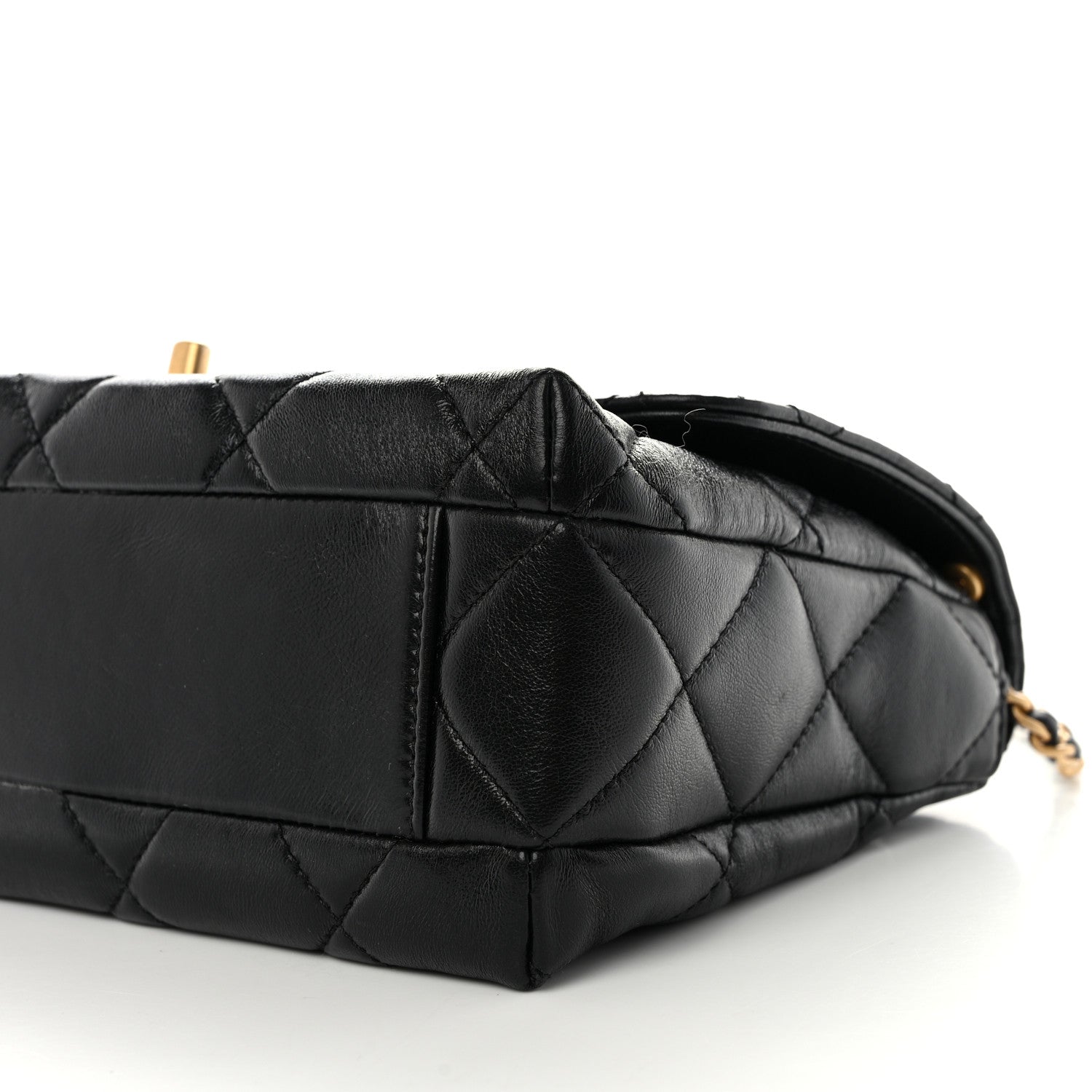 Chanel Lambskin Quilted Pearl Crystal Logo Flap Black 10 of 10