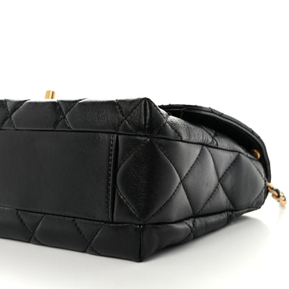 Chanel Lambskin Quilted Pearl Crystal Logo Flap Black 10 of 10