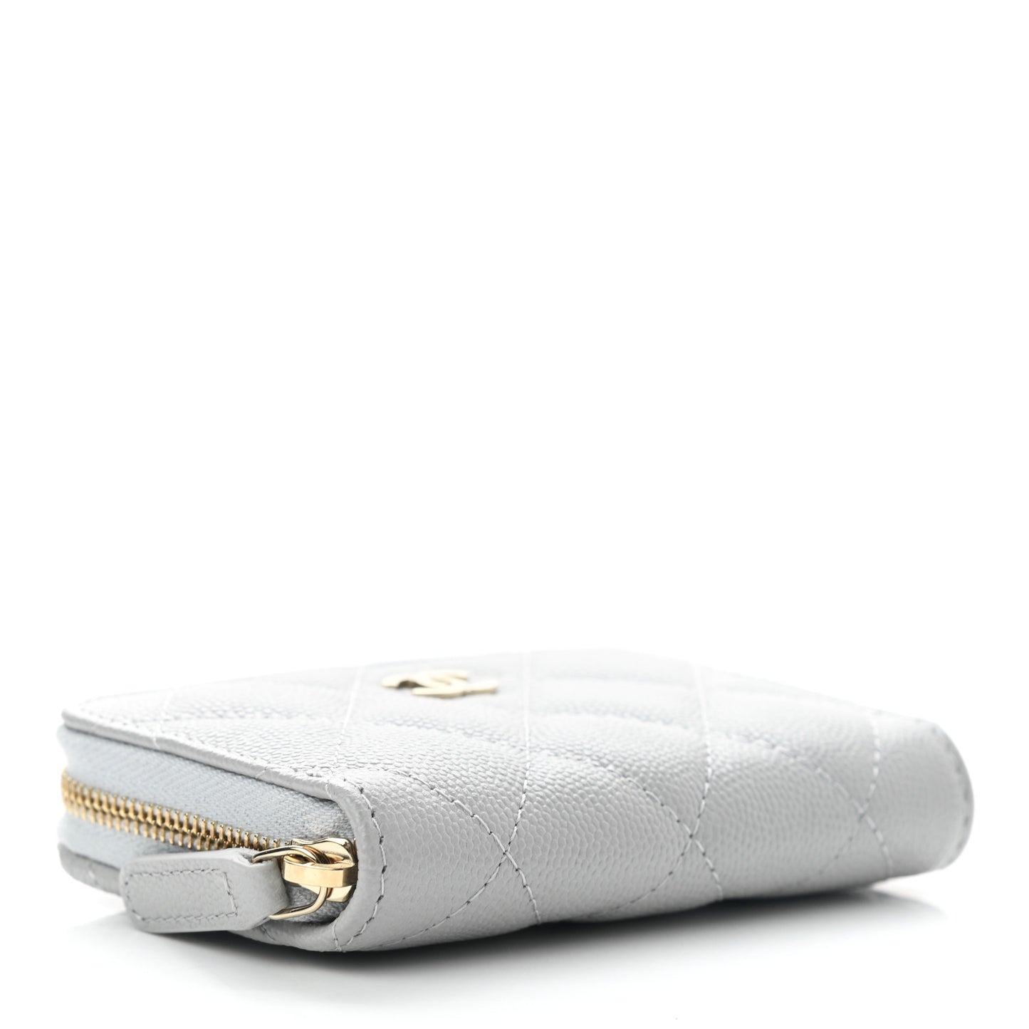 Caviar Quilted Zip Coin Purse Grey