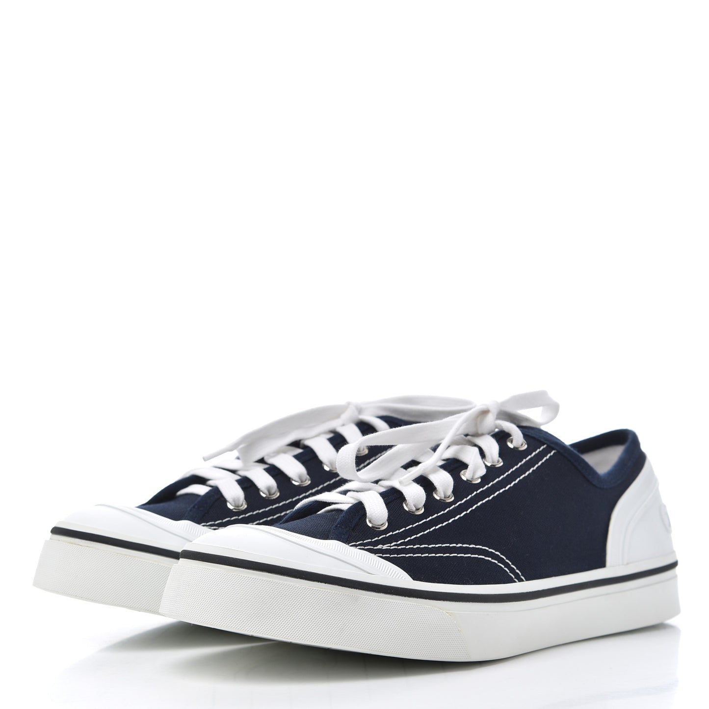 Fabric Mens Lace Up Cap Toe Sneakers 41 Navy