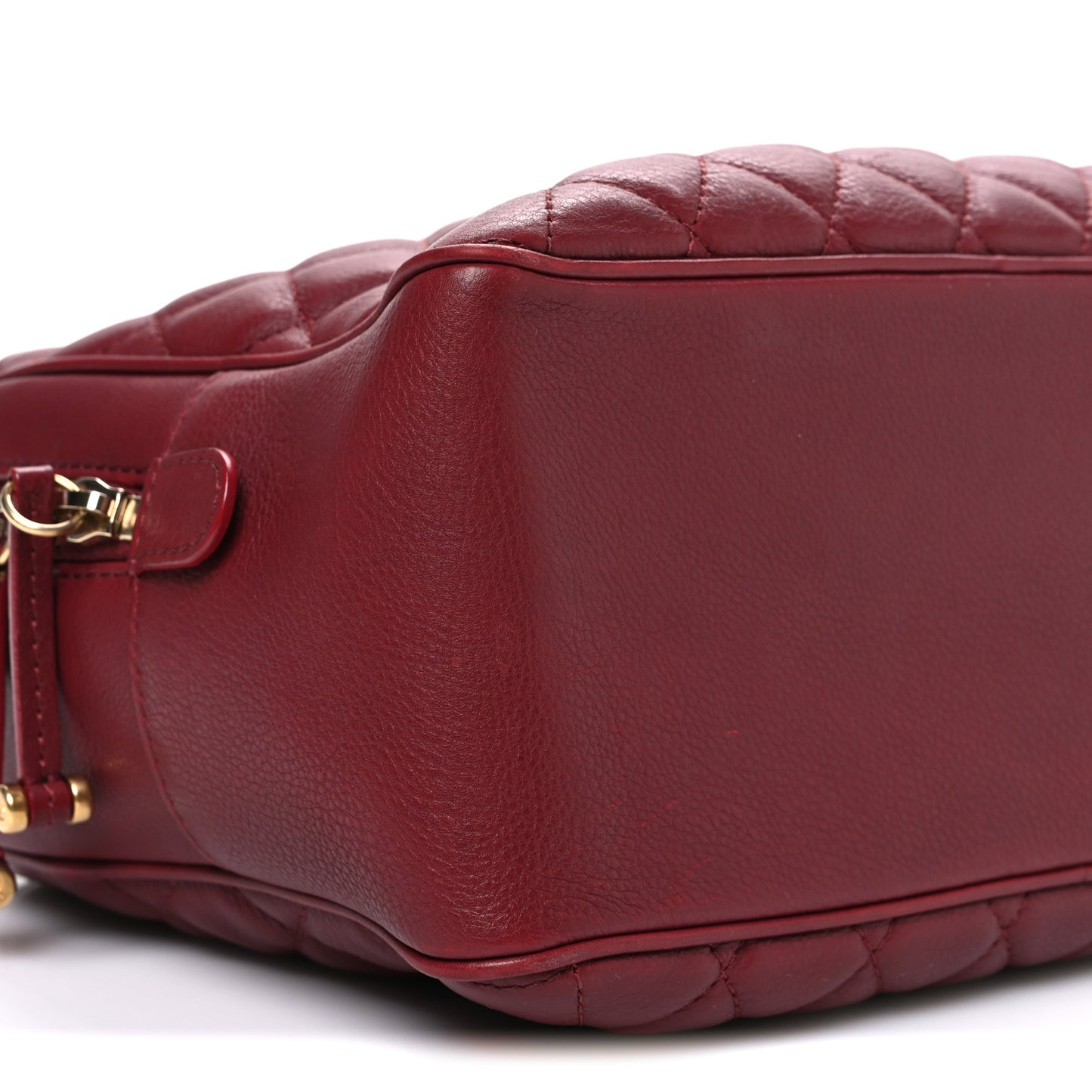 Calfskin Quilted CC Medium Vanity Case Dark Red