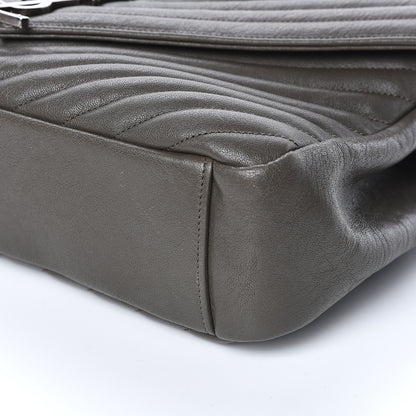 Saint Laurent Sheepskin Matelasse Chevron Monogram Large College Satchel Dark Anthracite 9 of 10