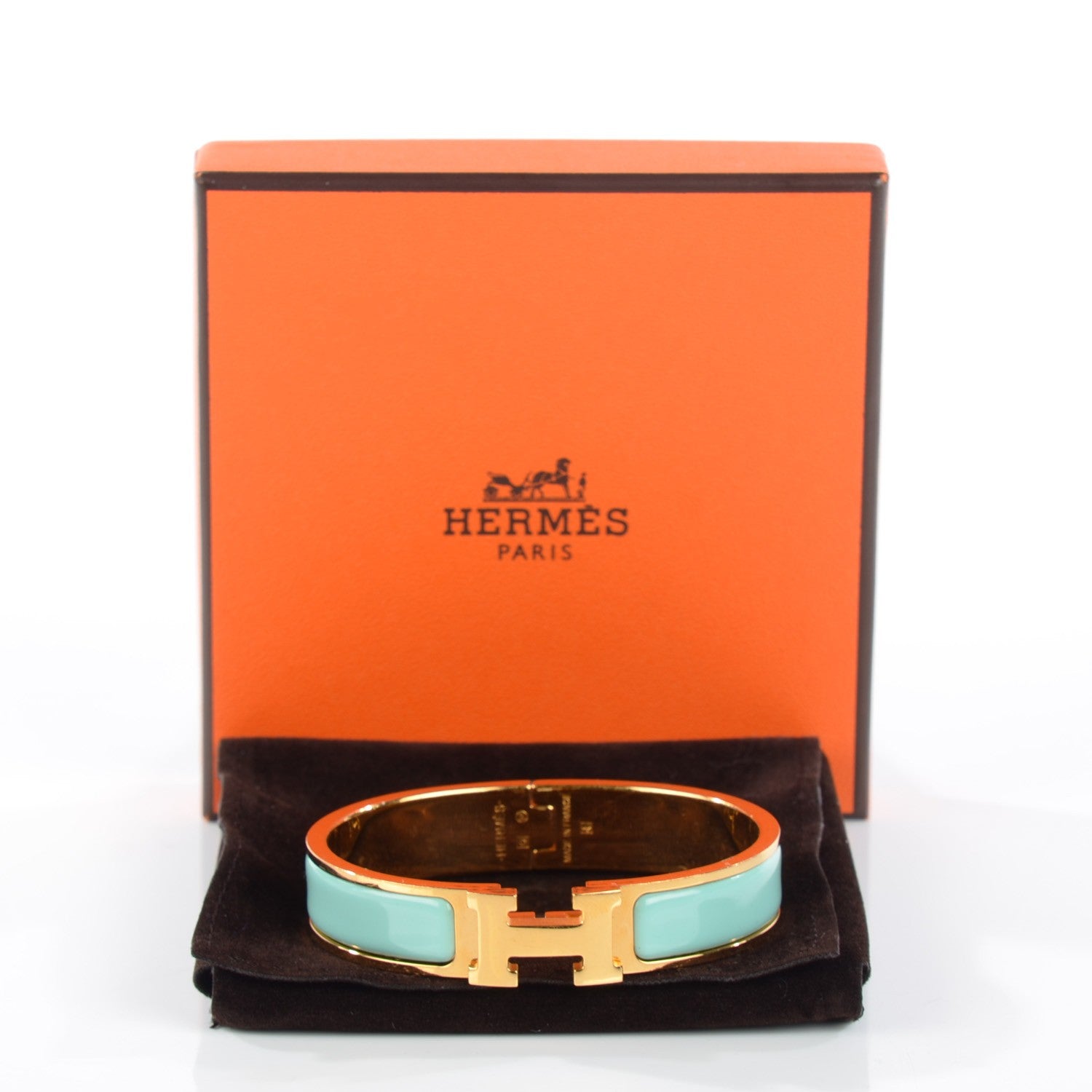 Hermes Enamel Narrow Clic Clac H Bracelet PM Lagoon 3 of 5
