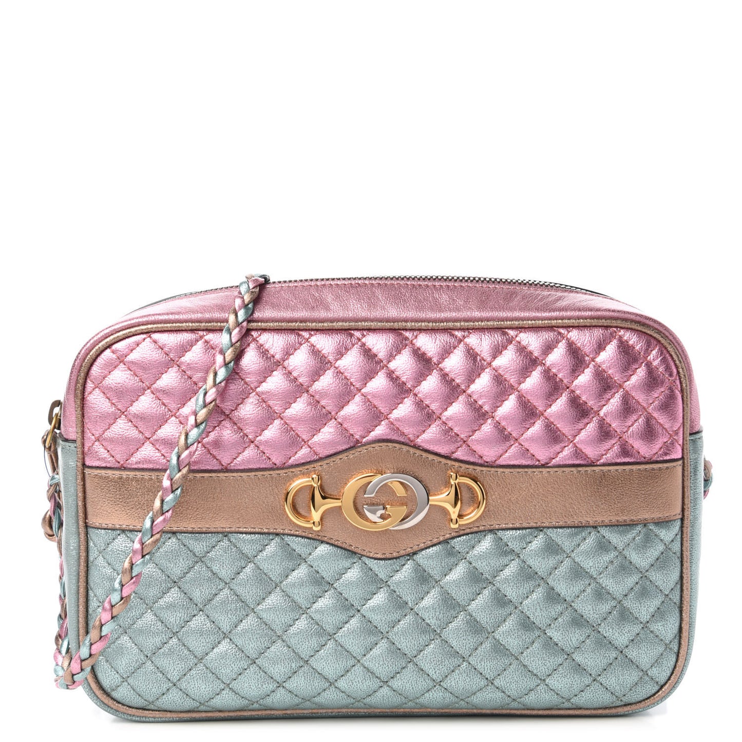 Laminated Nappa Trapuntata Small Zumi Shoulder Bag Rosa Lago Rame