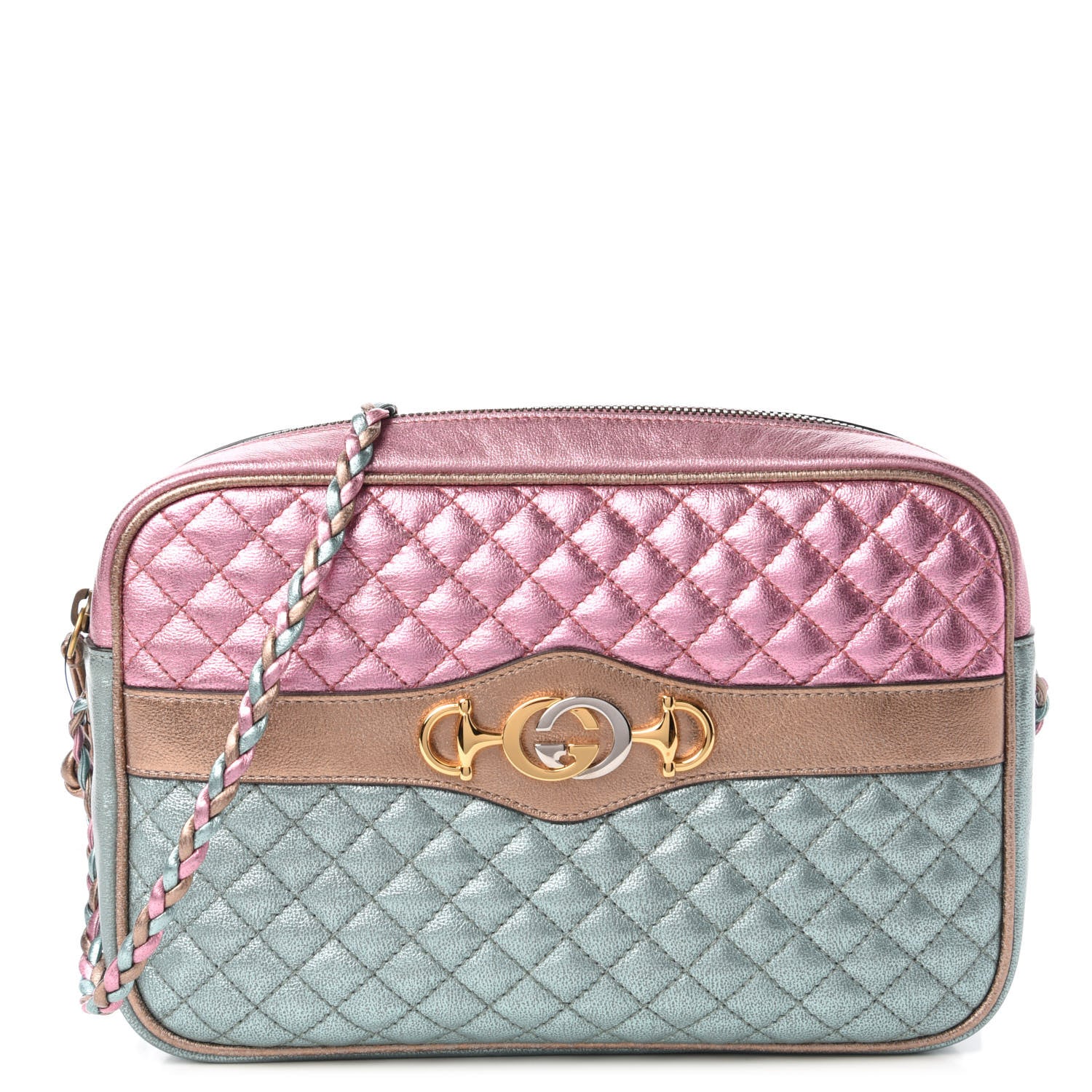 Gucci Laminated Nappa Trapuntata Small Zumi Shoulder Bag Rosa Lago Rame 1 of 10