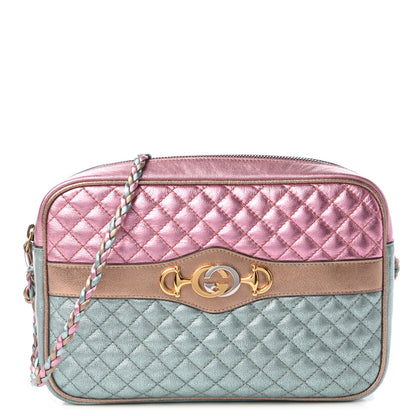Gucci Laminated Nappa Trapuntata Small Zumi Shoulder Bag Rosa Lago Rame 1 of 10