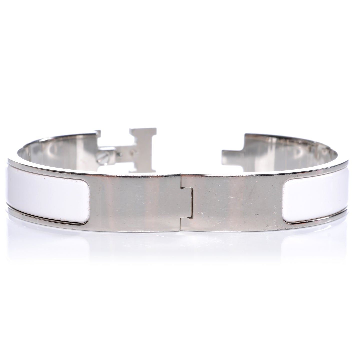 Enamel Narrow Clic Clac H Bracelet PM White