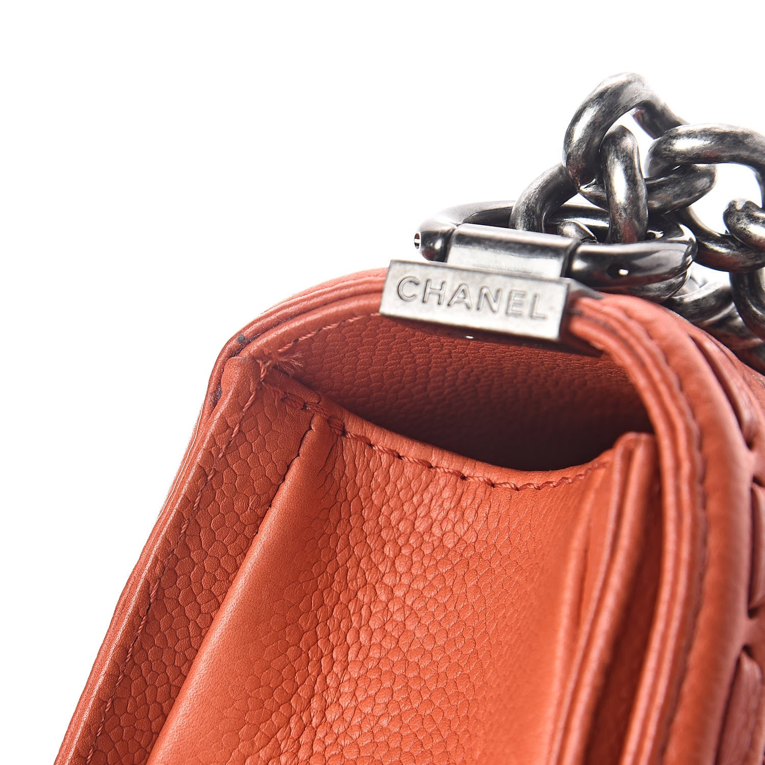 Chanel Caviar Stitched Small Boy Flap Dark Orange 10 of 10