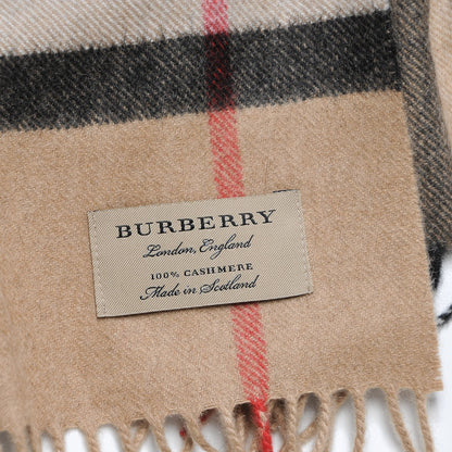 Burberry Cashmere Giant Check Fringe Scarf Camel 6 of 6