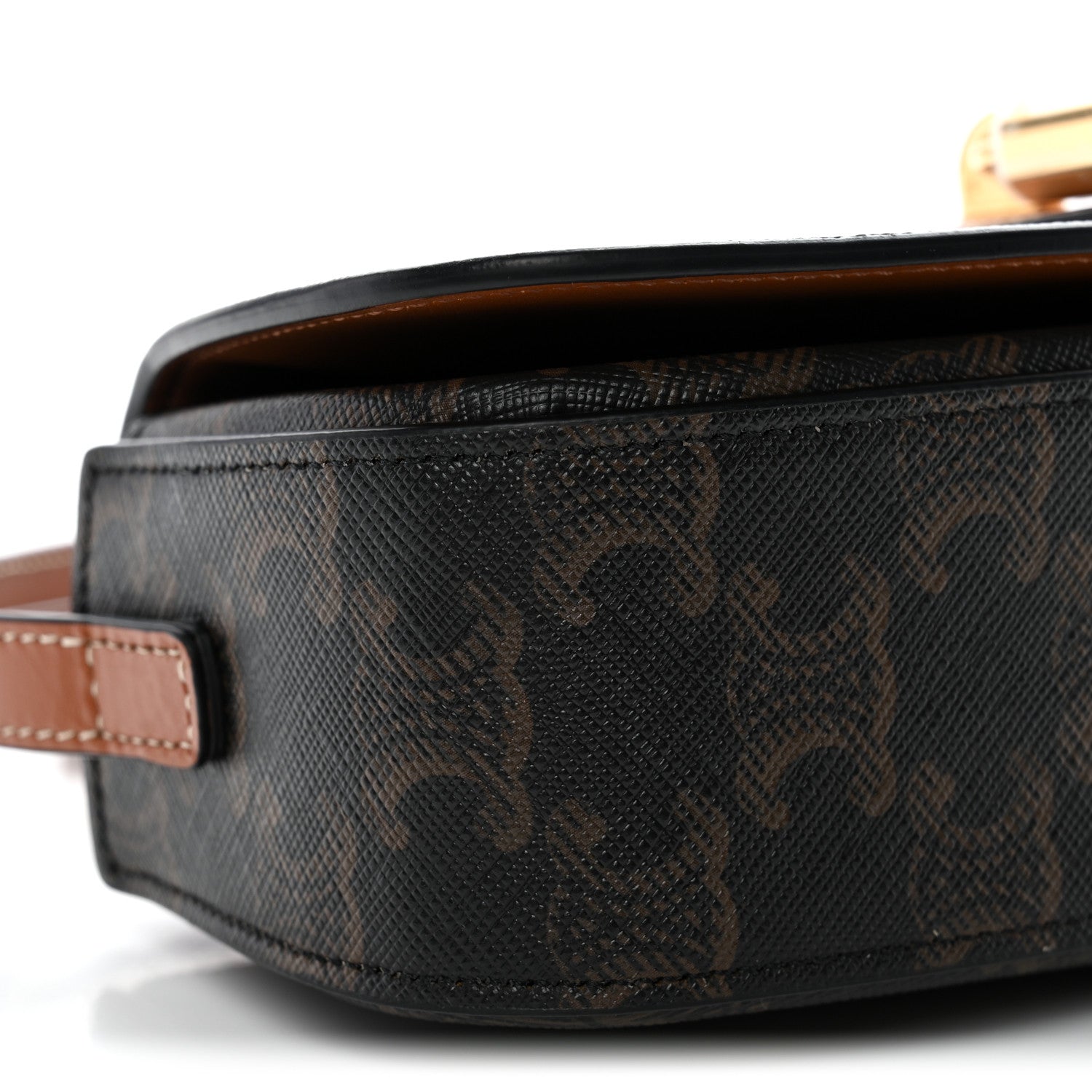 Celine Triomphe Canvas Calfskin Tabou Clutch on Strap Tan 8 of 9