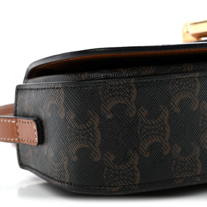Celine Triomphe Canvas Calfskin Tabou Clutch on Strap Tan 8 of 9