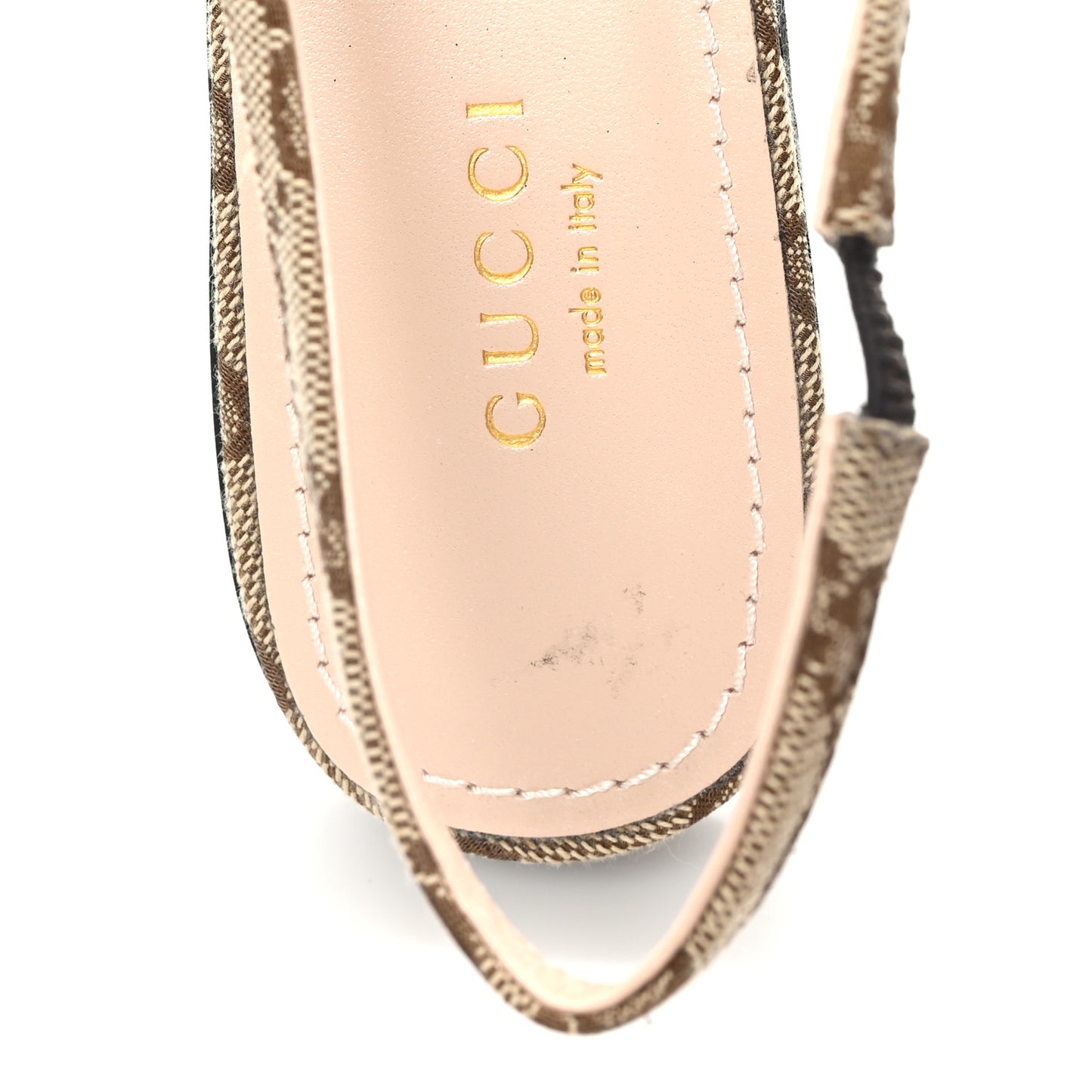 Monogram Horsebit Womens Slingback Ballet Flat 36.5 Beige Ebony Cocoa