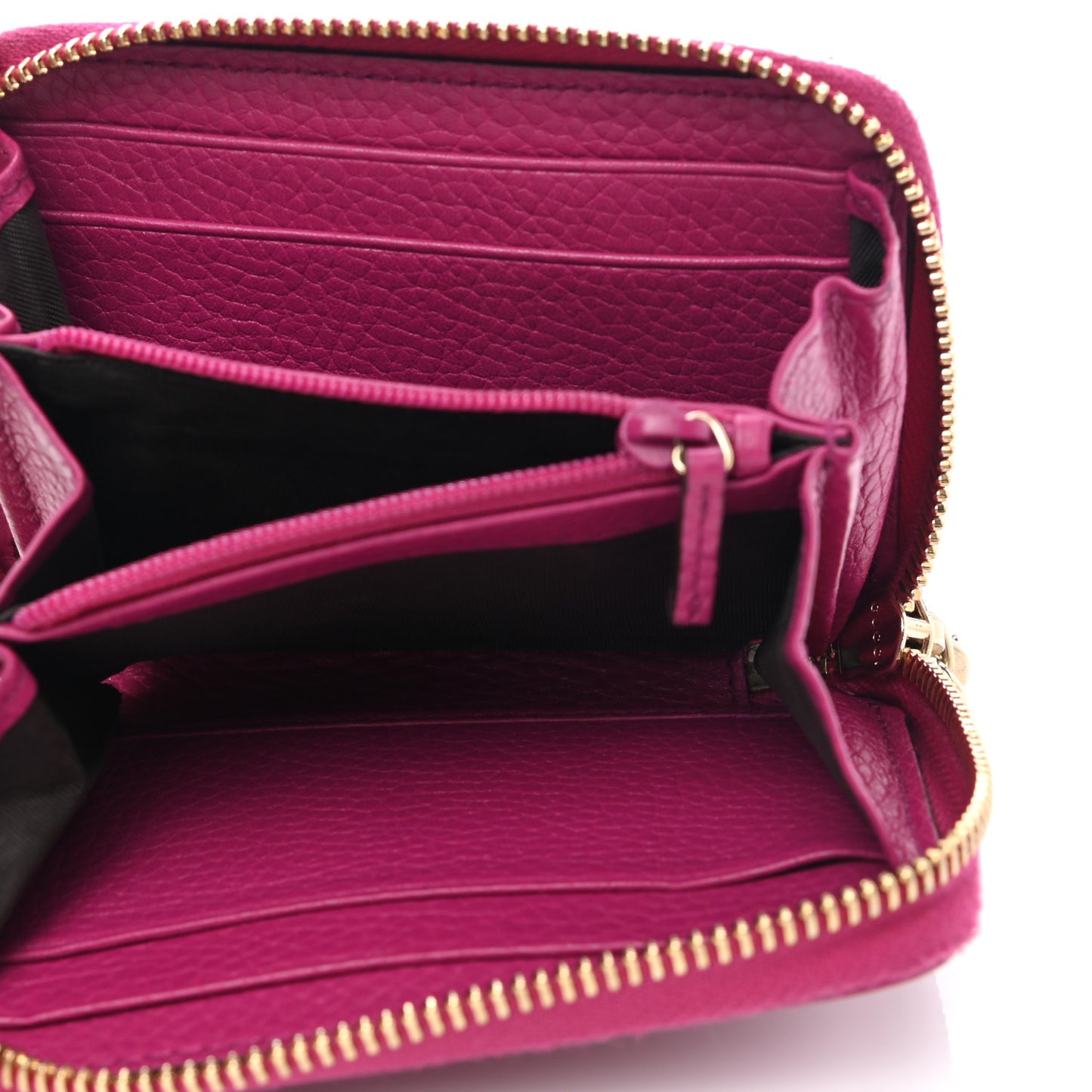 Pebbled Calfskin Soho Compact Disco Zip Around Wallet Bright Bougainvillea