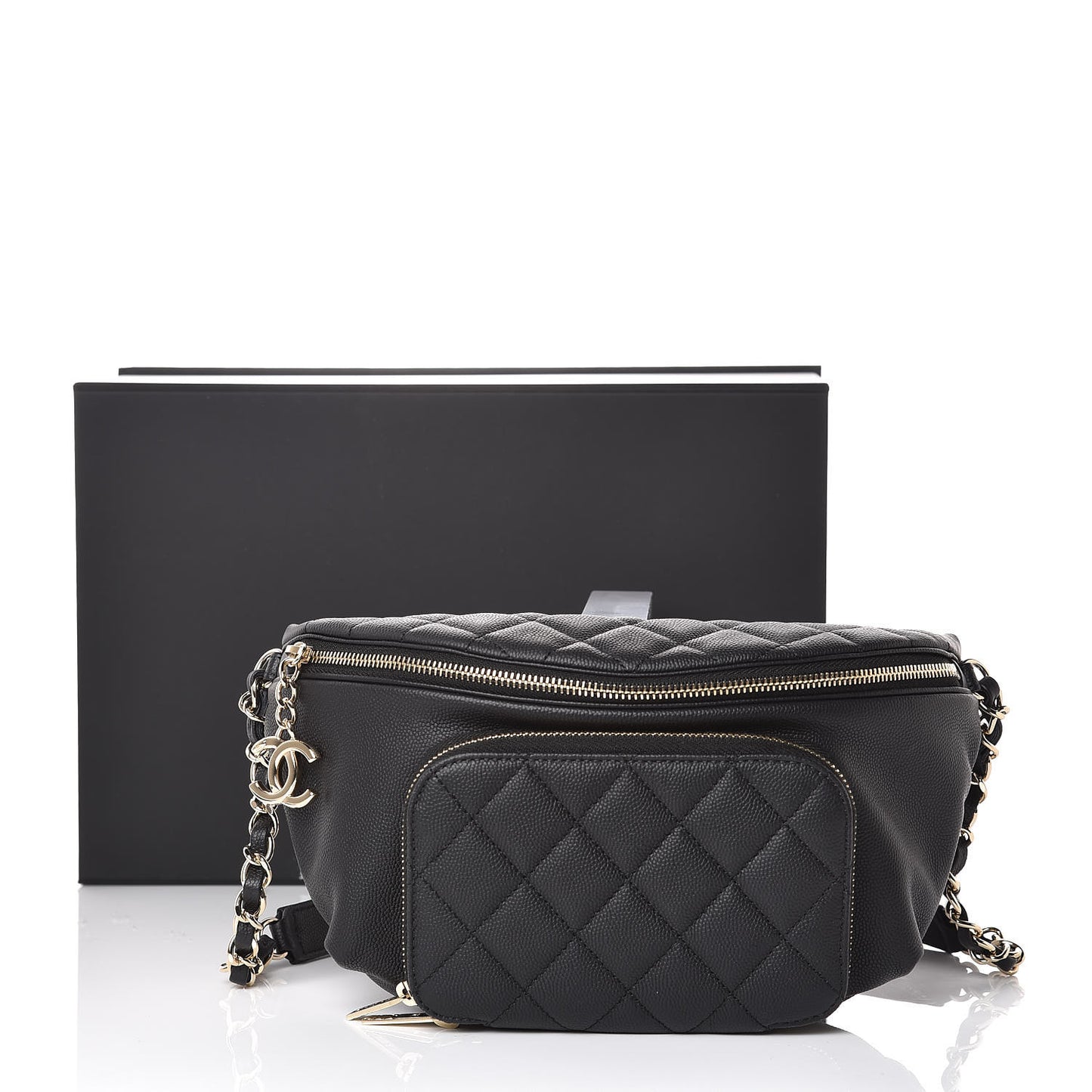 Caviar Quilted Business Affinity Waist Belt Bag Black