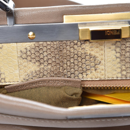 Fendi Goatskin Watersnake Medium Peekaboo Iconic Satchel Taupe Phard 9 of 9