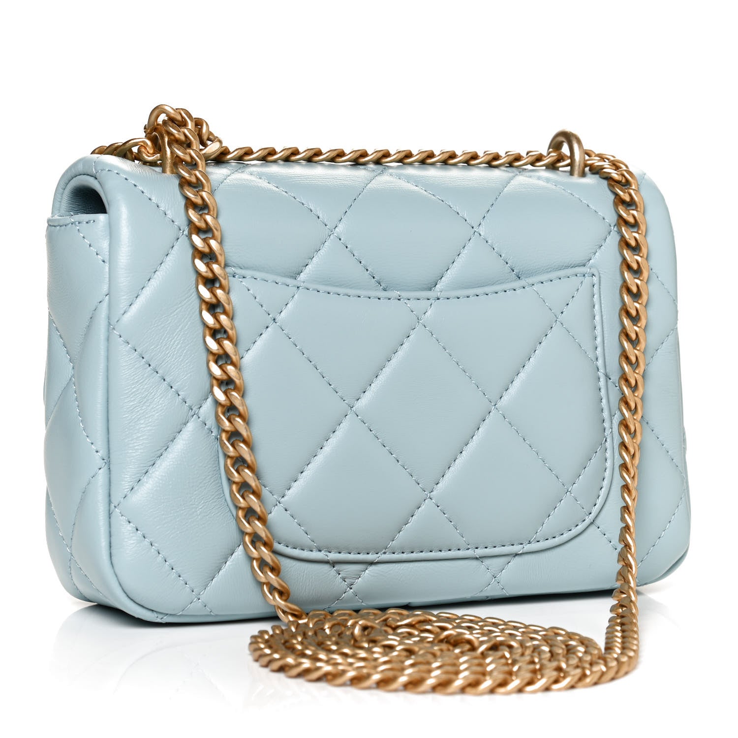 Chanel Lambskin Enamel Quilted Mini Pending CC Square Flap Light Blue 3 of 11