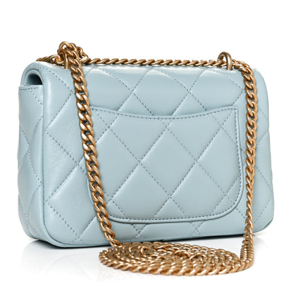 Chanel Lambskin Enamel Quilted Mini Pending CC Square Flap Light Blue 3 of 11