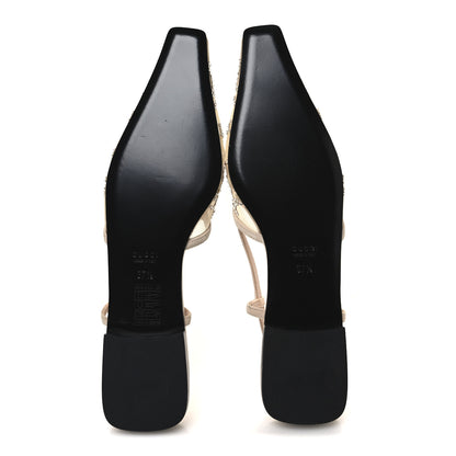 Gucci Suede Mesh Crystal GG Monogram Slingback Ballet Flats 37.5 Light Powder Skin Rose 7 of 10