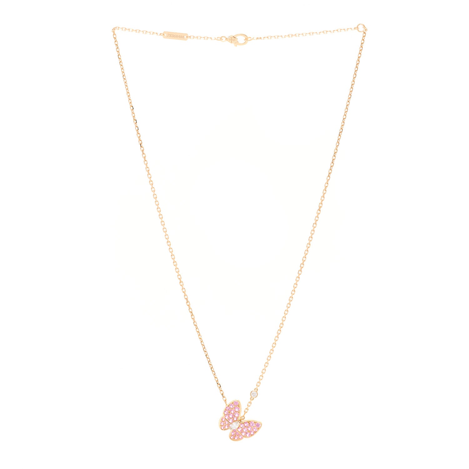Van Cleef & Arpels 18K Rose Gold Diamond Pink Sapphire Two Butterfly Pendant Necklace 3 of 5