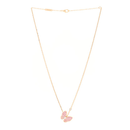 Van Cleef & Arpels 18K Rose Gold Diamond Pink Sapphire Two Butterfly Pendant Necklace 3 of 5