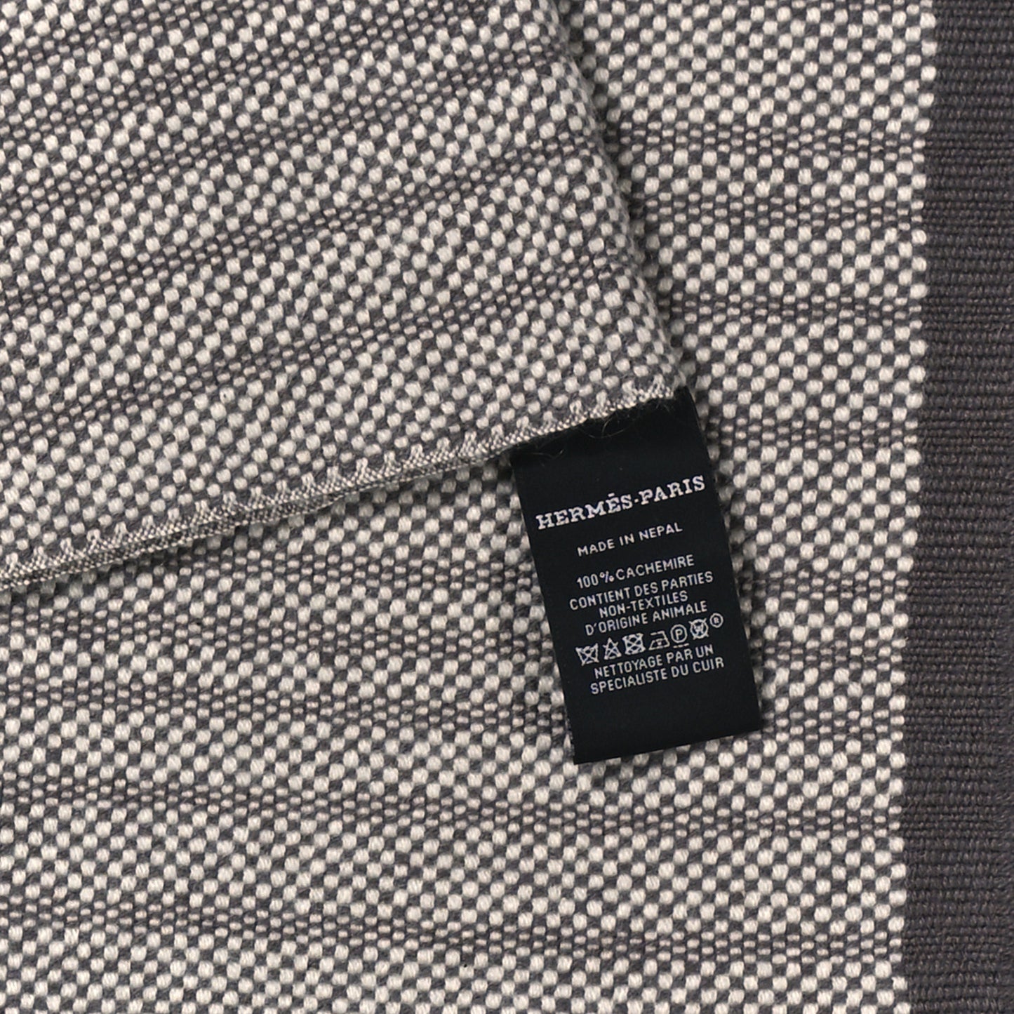 Cashmere Panama Rayee Muffler Gris Chaud Naturel