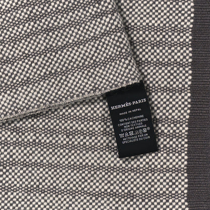 Hermes Cashmere Panama Rayee Muffler Gris Chaud Naturel 4 of 4