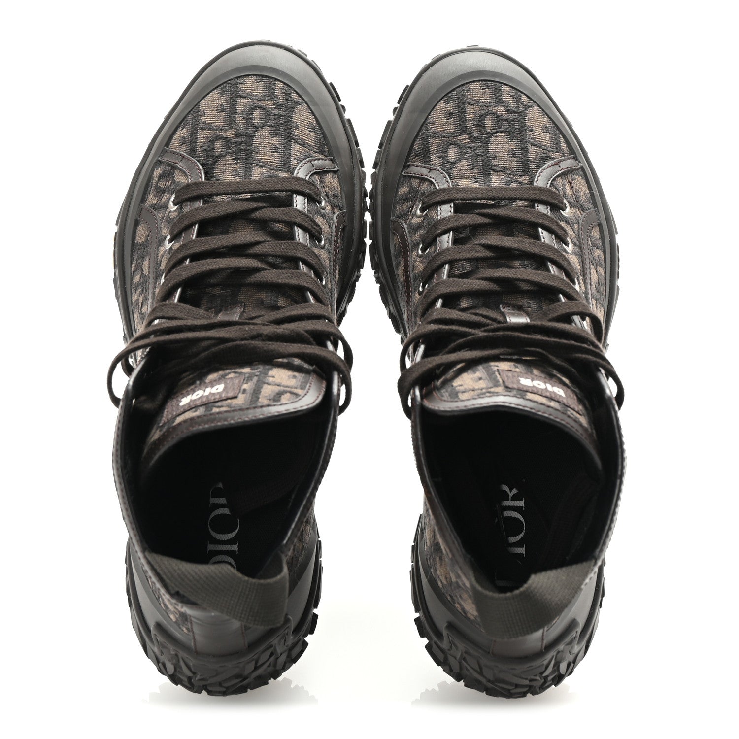 Christian Dior Jacquard Rubber Oblique Mens B28 High Top Sneakers 42 Brown 2 of 9