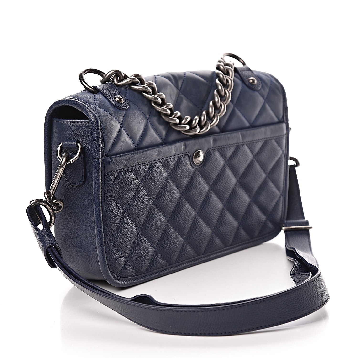 Chanel Caviar Iridescent Calfskin Quilted Medium Daily Carry Messenger Navy 3 of 16