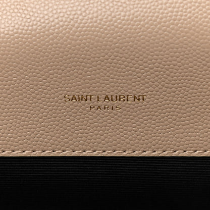 Saint Laurent Grain De Poudre Textured Mixed Matelasse Triquilt Small Monogram Satchel Dark Beige 7 of 11