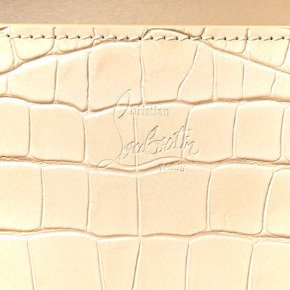 Christian Louboutin Calfskin Crocodile Embossed Spikes Loubinthesky Paloma Clutch Nougat 6 of 9