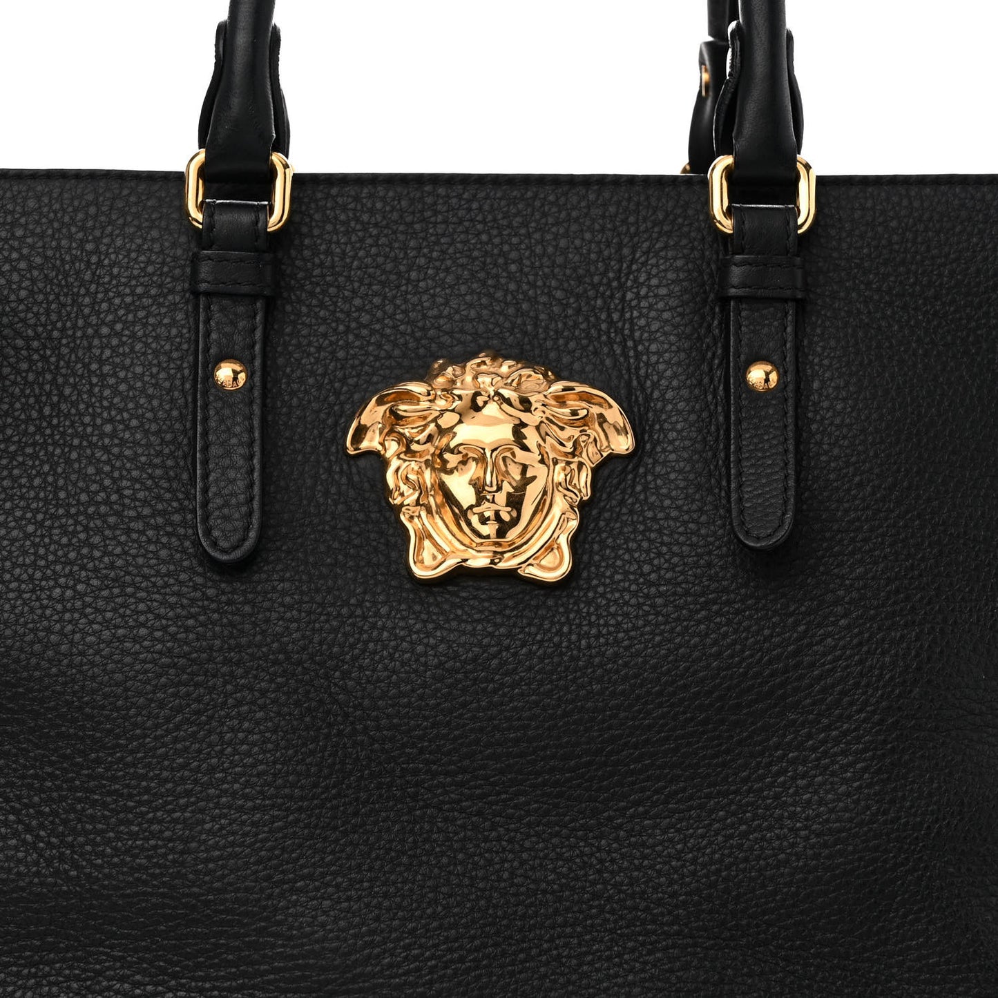 Grained Calfskin La Medusa Shopping Tote Black