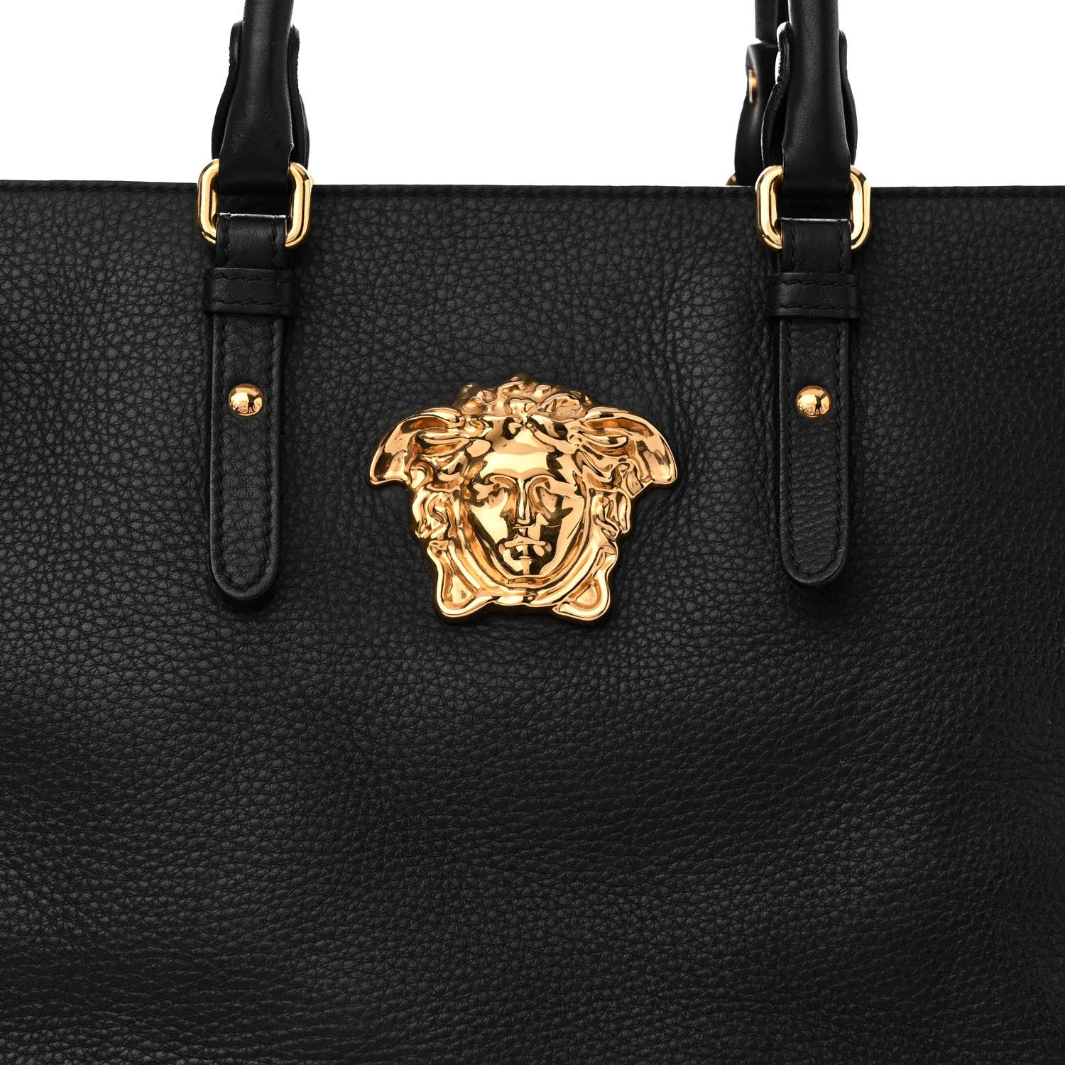 Versace Grained Calfskin La Medusa Shopping Tote Black 8 of 14