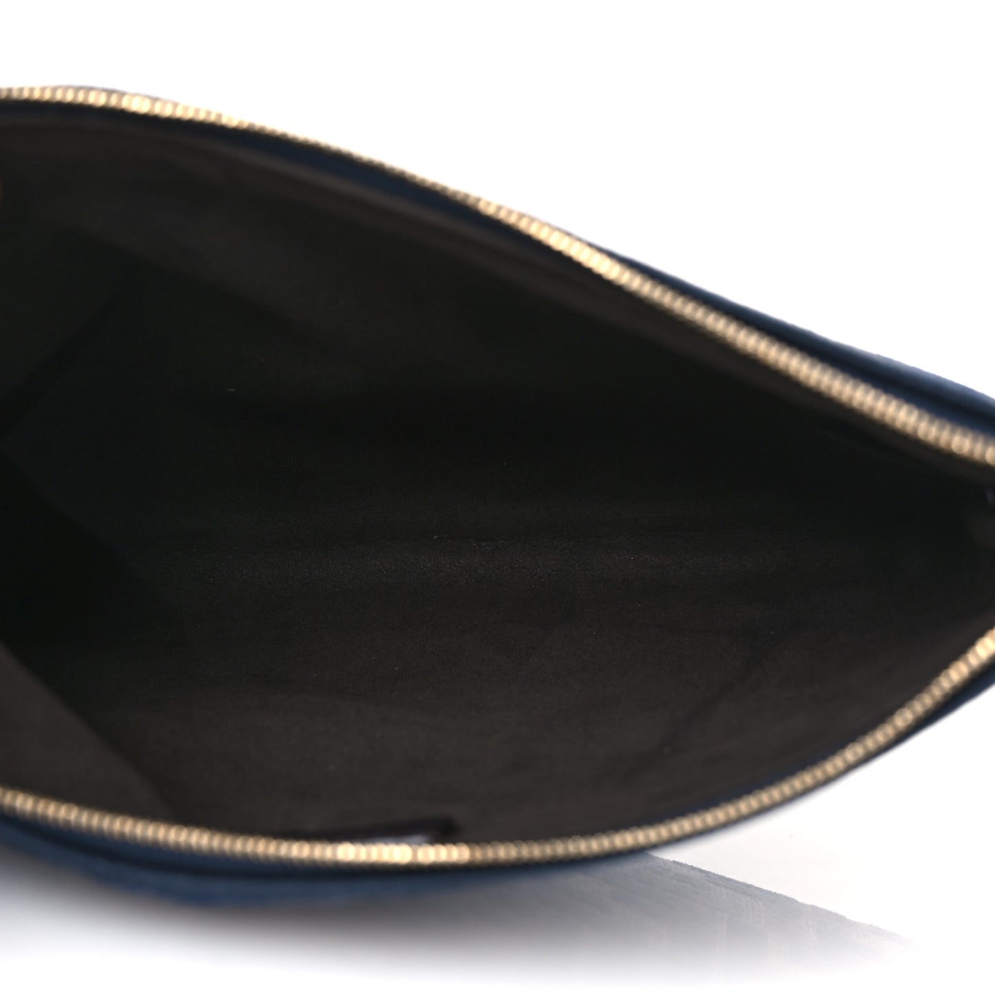 Chenille Vitello Grace FF Flat Pouch Grigio Notte Flamingo