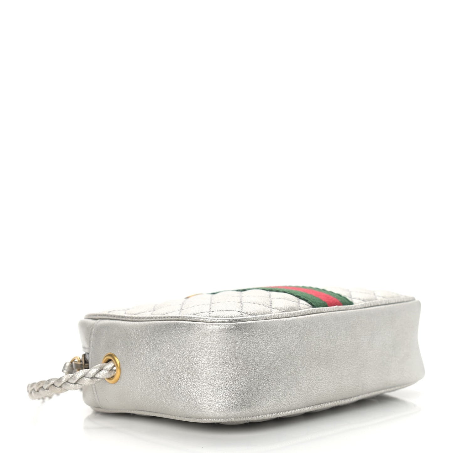 Laminated Nappa Web Trapuntata Mini GG Shoulder Bag Argento