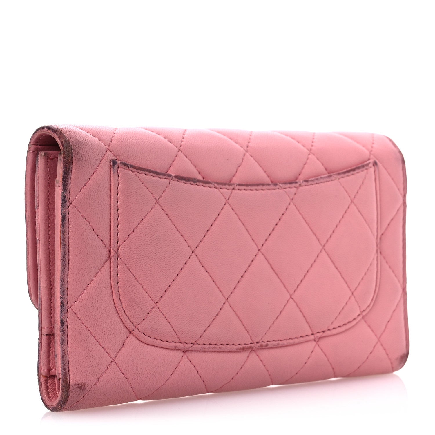 Chanel Lambskin Quilted Large Gusset Flap Wallet Pink 3 of 13
