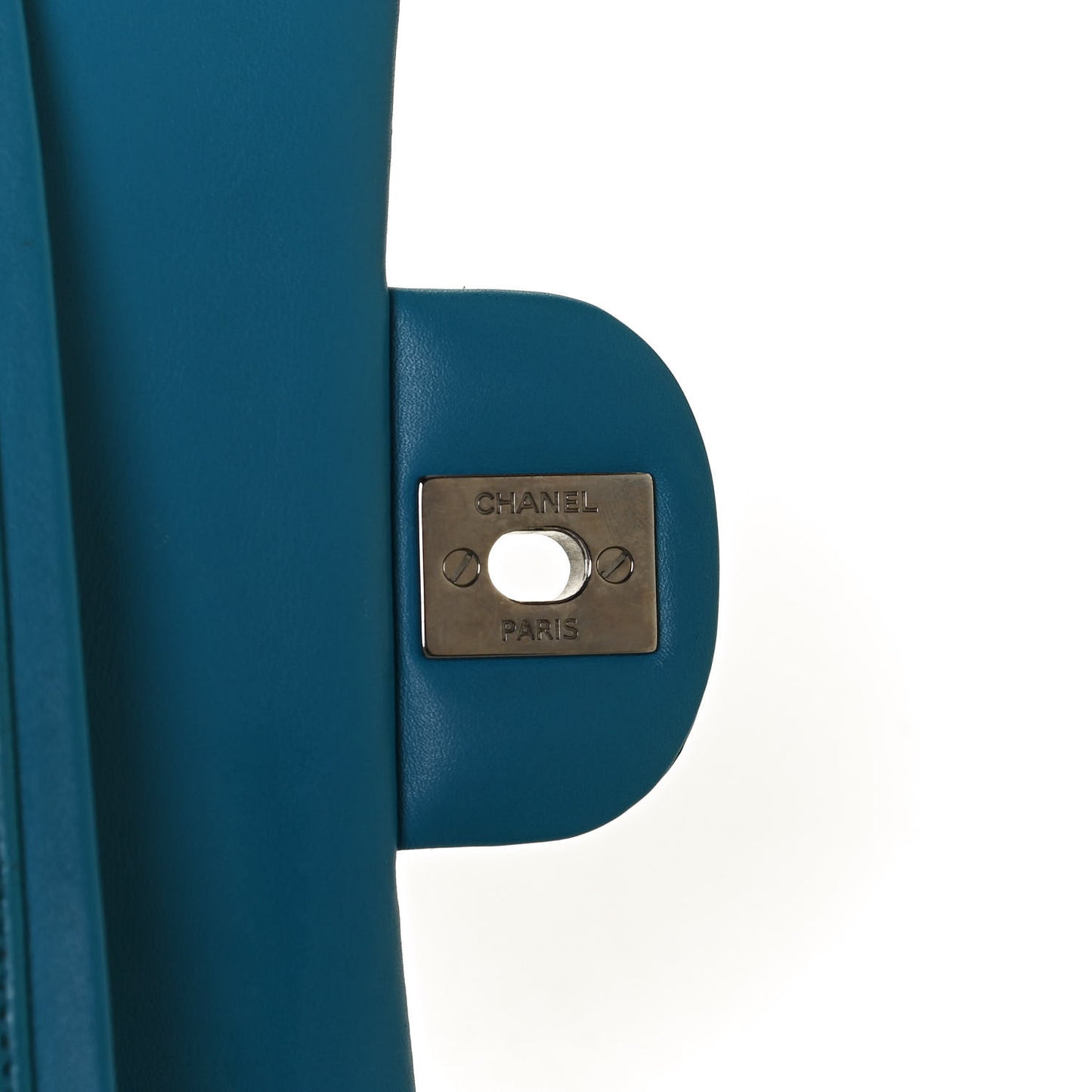 Patent Quilted Medium Double Flap Turquoise
