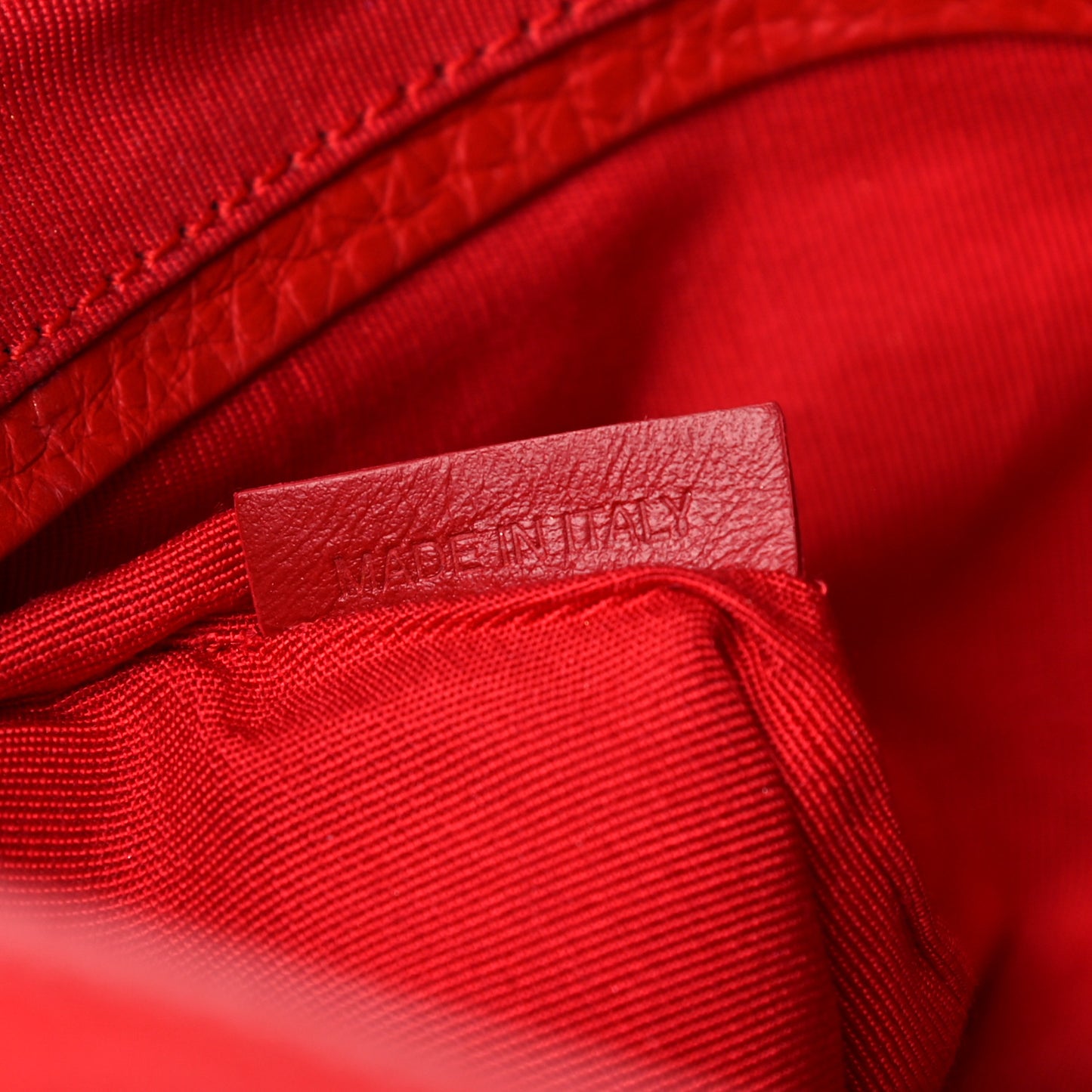 Grained Calfskin Studded Panettone Bowling Bag Red