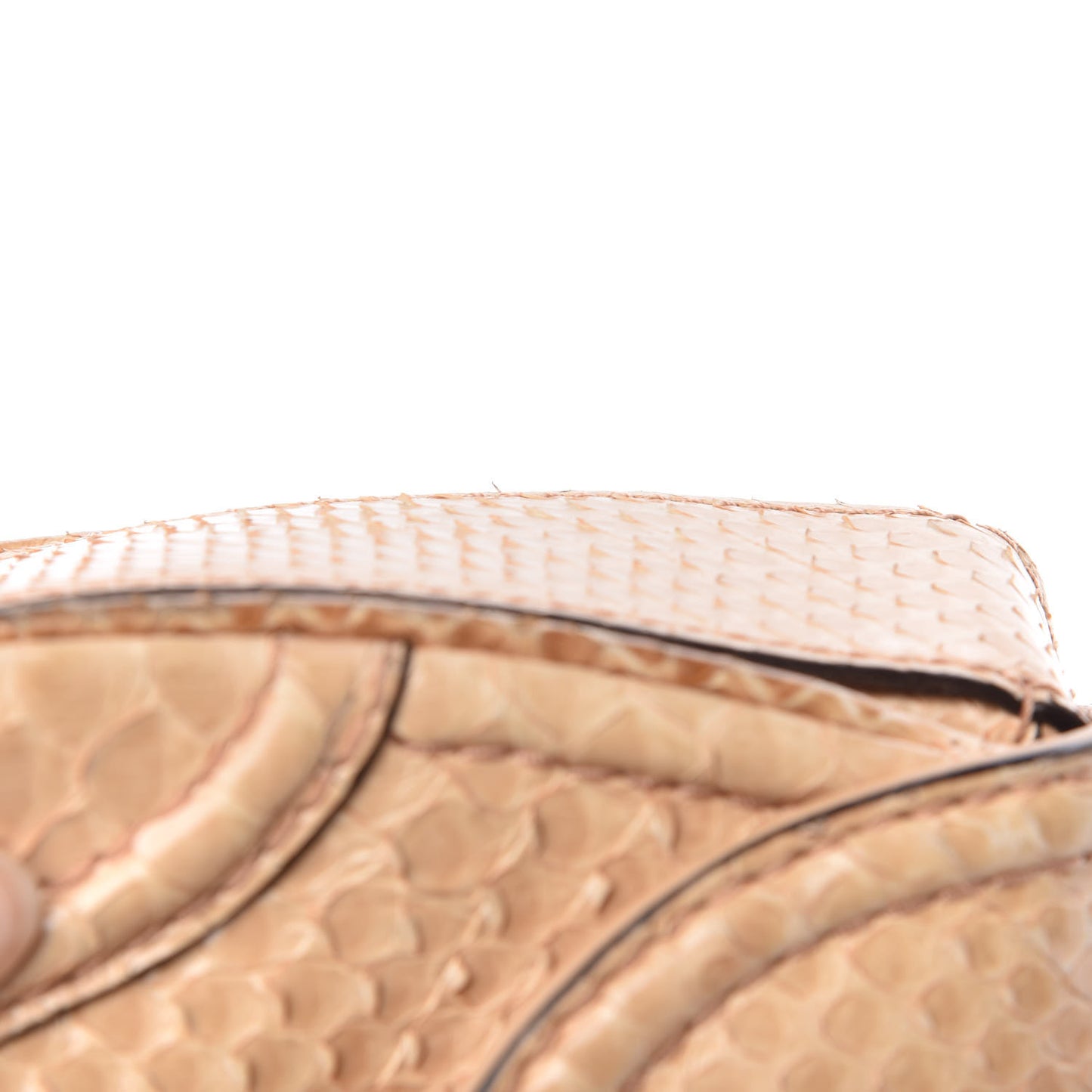 Python Small New Bamboo Top Handle Bag Beige