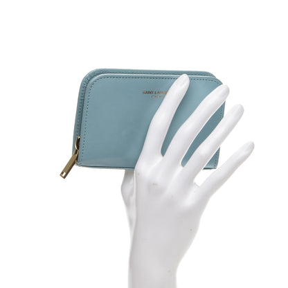 Saint Laurent Calfskin Small Coin Purse Blue Glacier 2 of 8