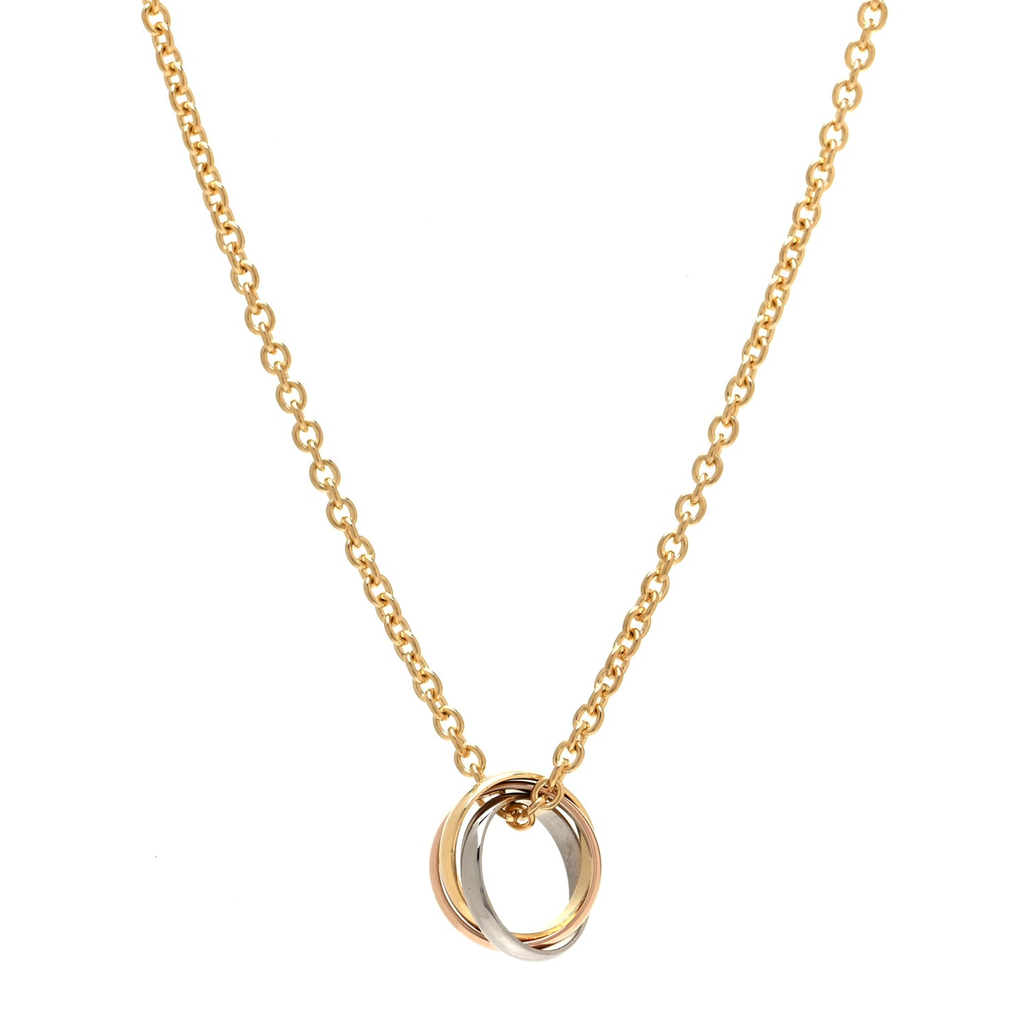 18K Pink Yellow White Gold Trinity Pendant Necklace
