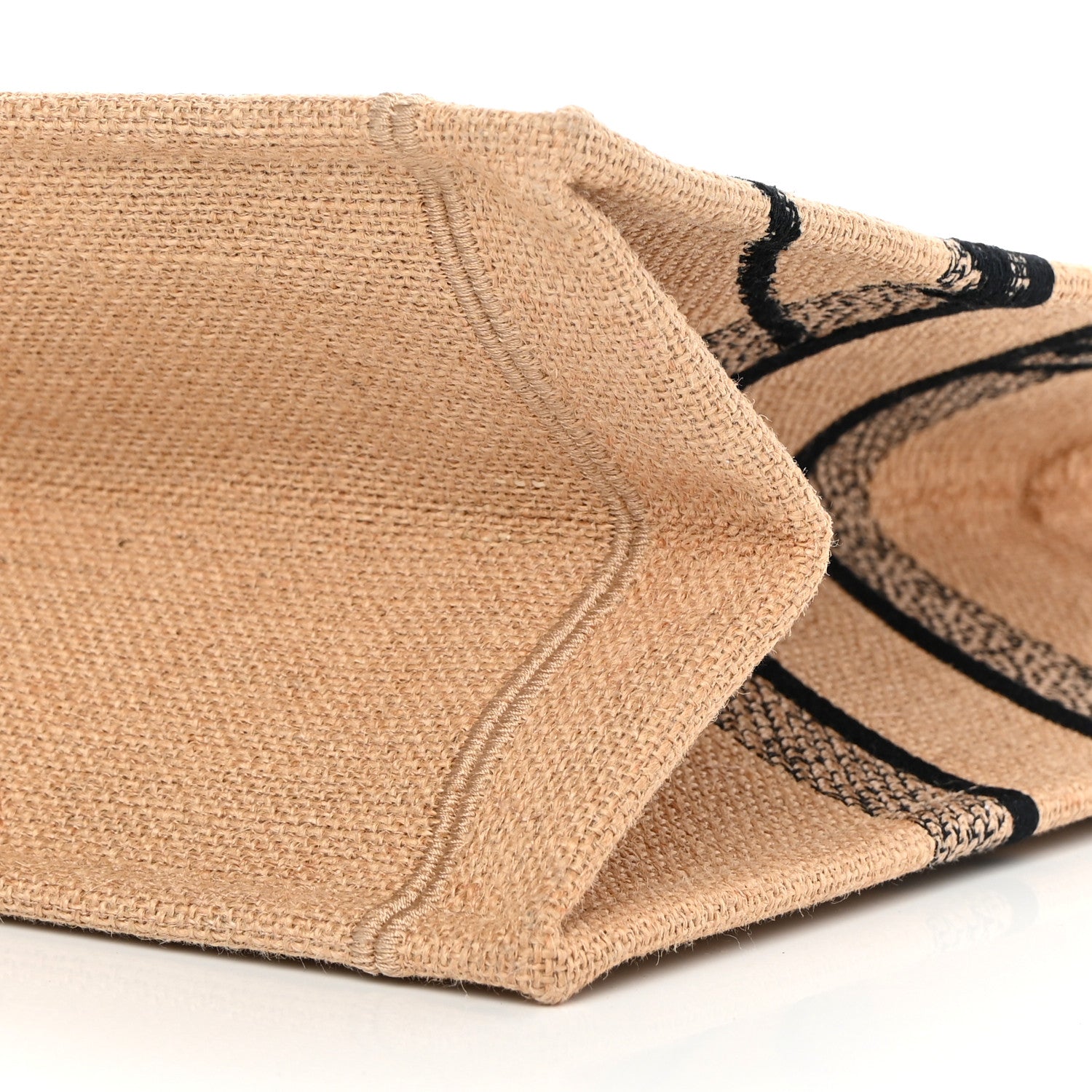 Christian Dior Canvas Jute Embroidered Medium Book Tote Black Beige 10 of 11