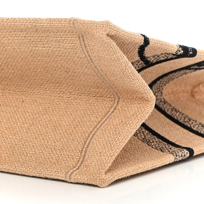 Christian Dior Canvas Jute Embroidered Medium Book Tote Black Beige 10 of 11