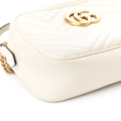 Gucci Calfskin Matelasse Small GG Marmont Chain Shoulder Bag White 8 of 9