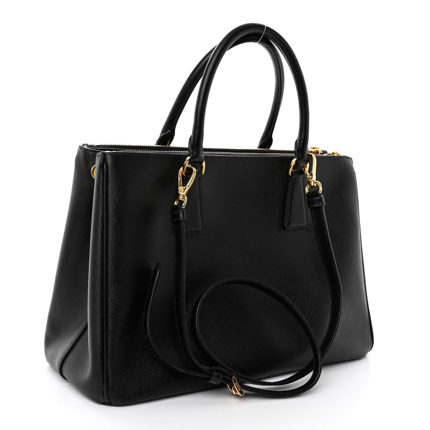 Saffiano Medium Galleria Double Zip Tote Black
