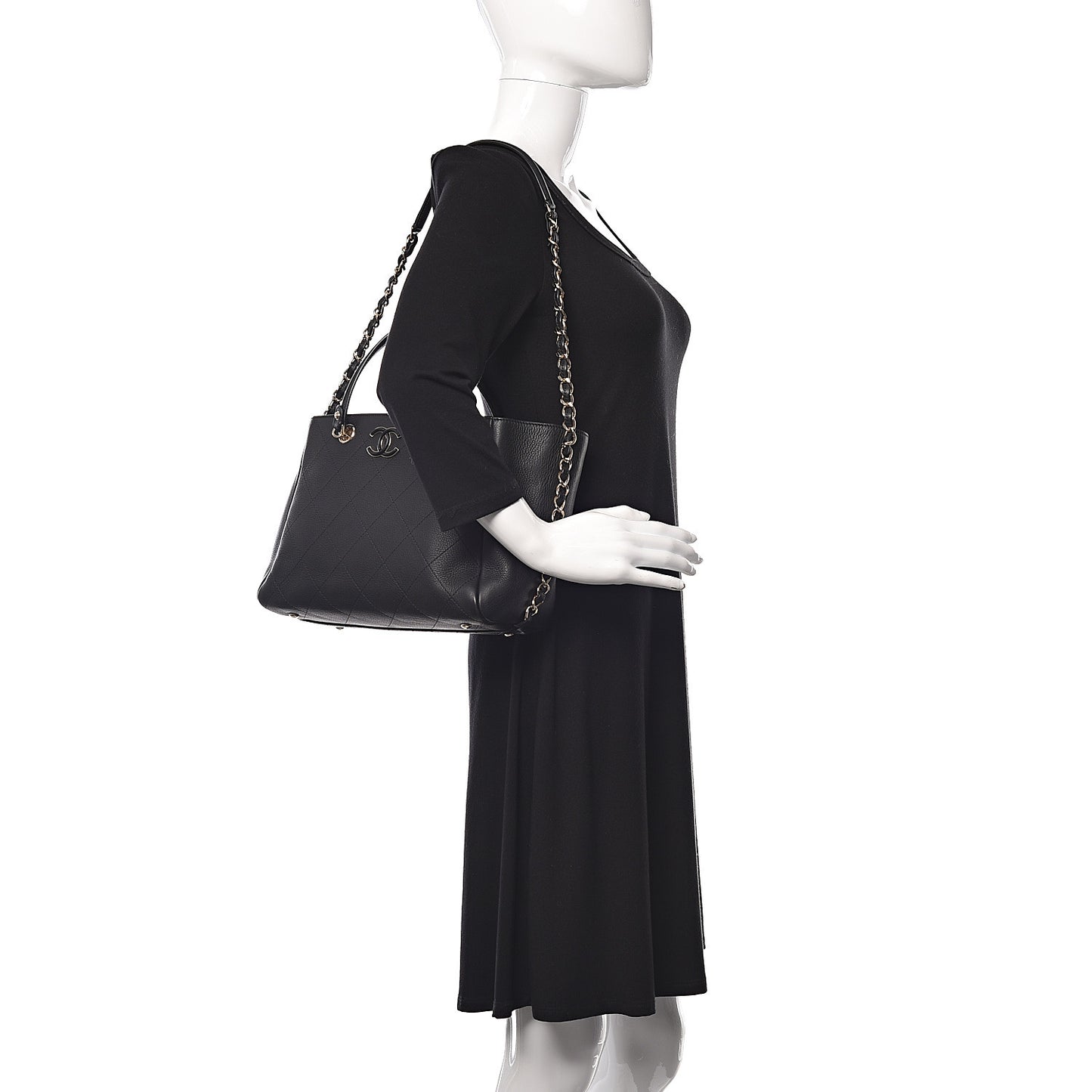Bullskin Stitched Small Shopping Tote Black