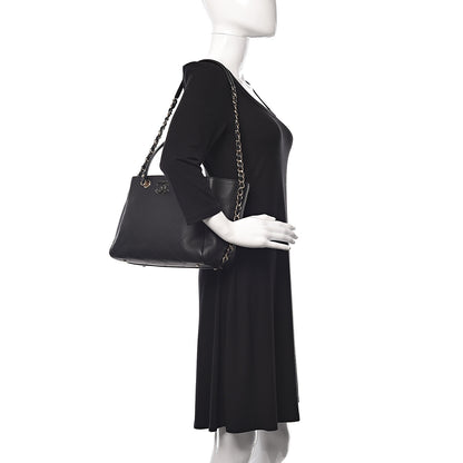 Chanel Bullskin Stitched Small Shopping Tote Black 2 of 11