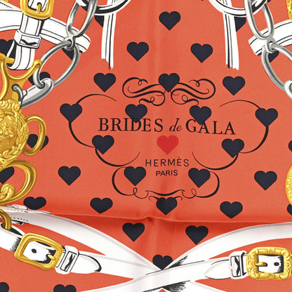 Hermes Silk Brides De Gala Love Scarf 90 Orange Marine White 2 of 4